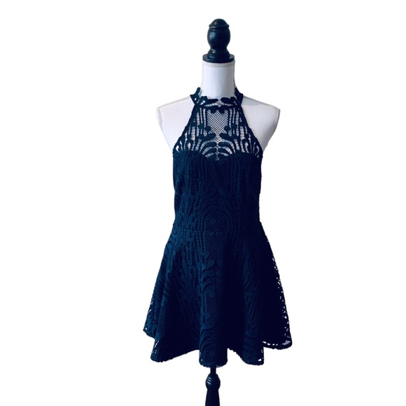 TWO SISTERS THE LABEL TARA DRESS LACE MINI DRESS IN DARK BLUE - Picture 15 of 16